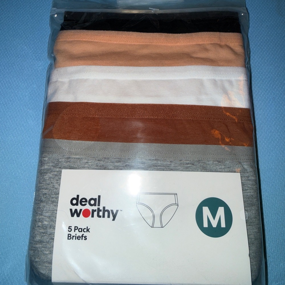 Deal Worthy Briefs Women M NEW 5-Pack Multicolor Neutrals Cotton Blend